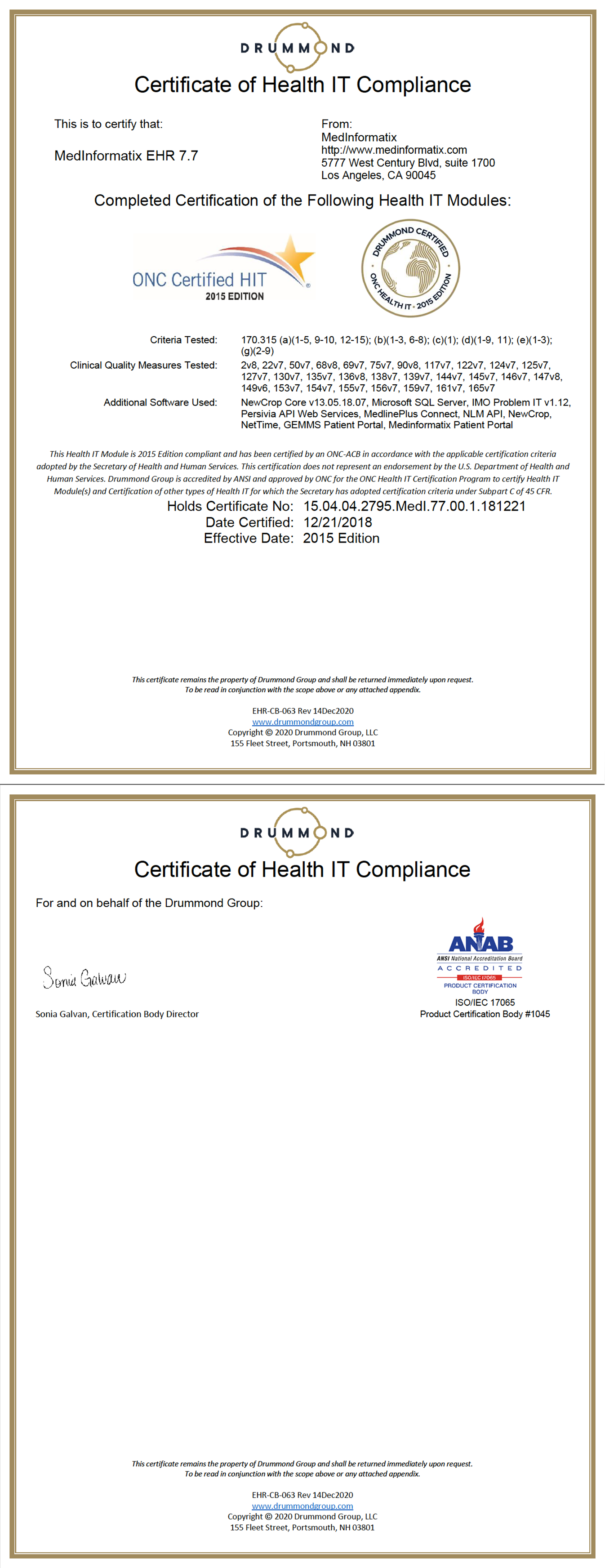 Certification