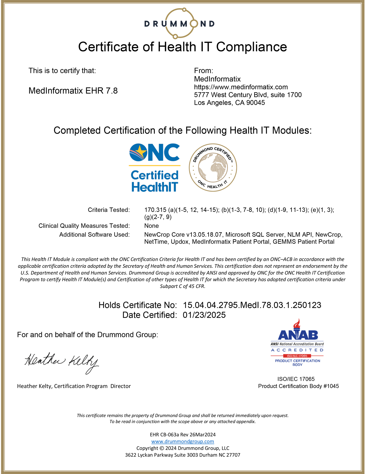 Certification